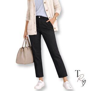 Ann Taylor  Black Straight Leg Business Casual Cropped Trouser Pants Size 4